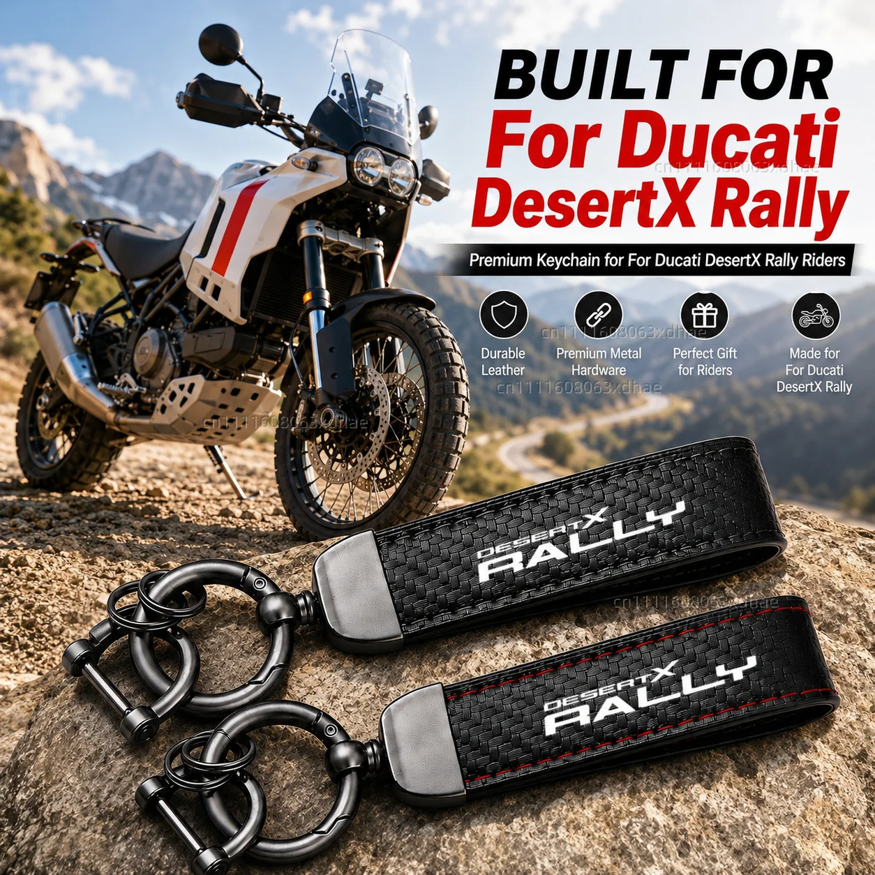 

High-Grade Leather Motorcycle Keychain Holder Keyring Accessories For Ducati DesertX DESERTX Desert X DESERT-X 2026