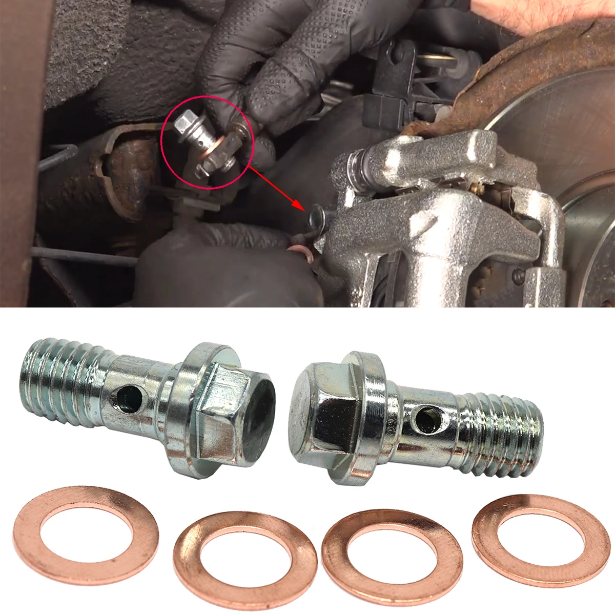 

Front Left Right Brake Hose Lines Banjo Fittings Bolts Copper Sealing Crush Washers For Jaguar S-Type Skoda Fabia MK2 Octavia 1Z