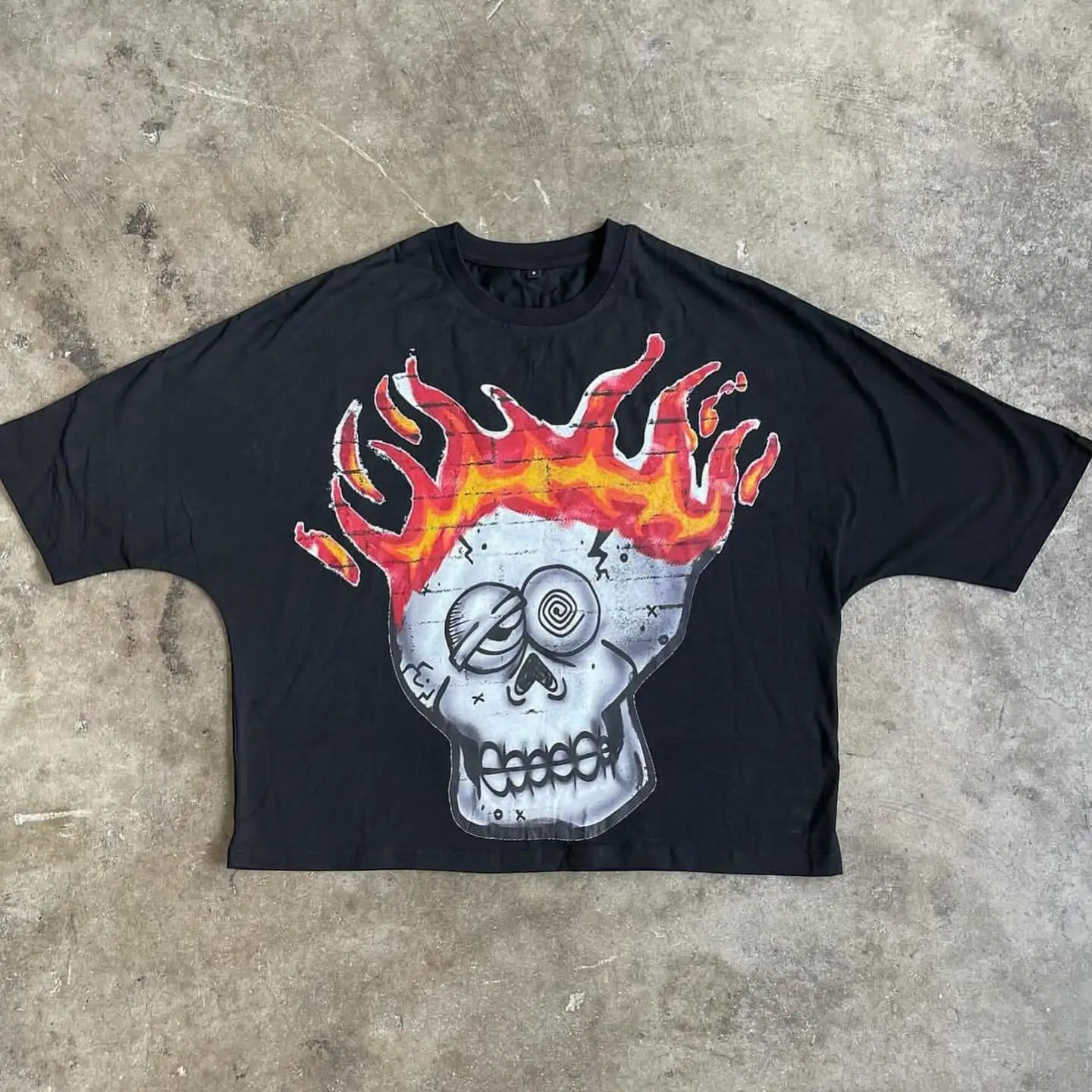 

American hip hop flame skull oversized graphic t shirt harajuku grunge goth streetwear pro choice top korean gothic y2k t-shirt