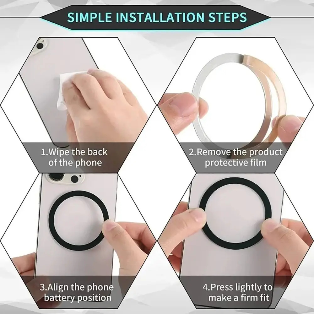 1/5Pcs Magnetic Magnet Metal Plate Ring Q Styling Universal Iron Sheet Sticker Wireless Charger Stainless Steel