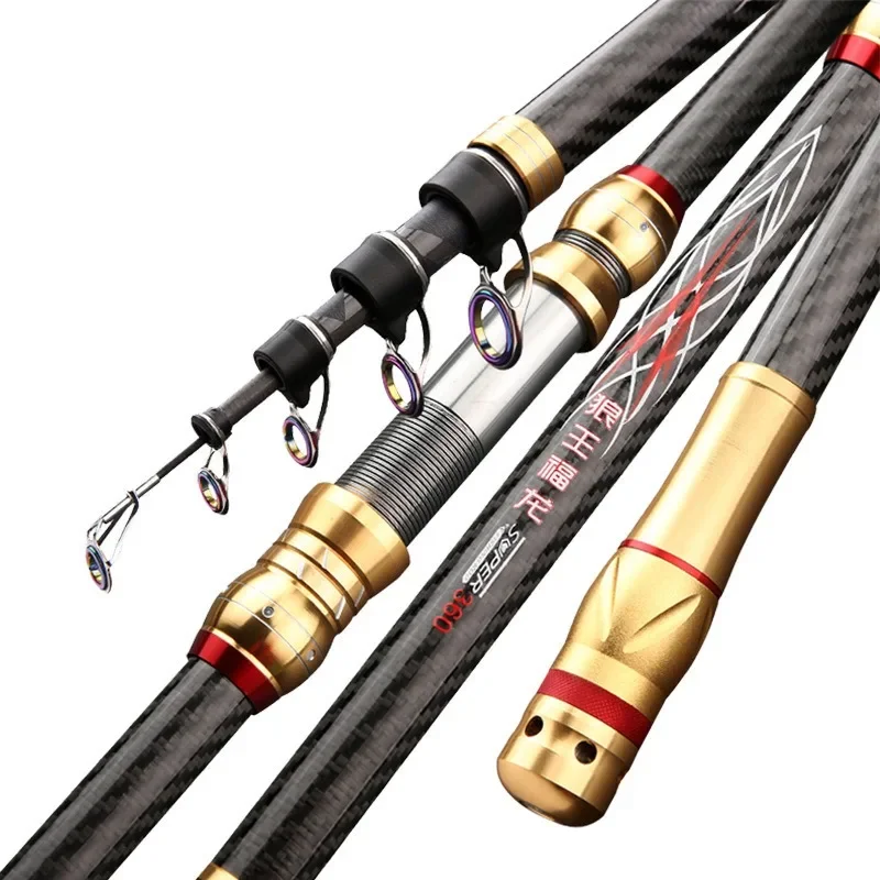 

Telescopic Surf Spinning Rod 2.1/2.4/2.7/3.6/3.9/4.2/4.5m Power80-200g 36T Carbon Travel Surfcasting Shore Casting Fishing Pole