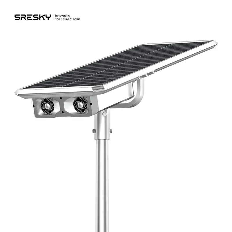 SRESKY  Double Fans Rapid Heat Dissipation Solar Street Light Project Design Outdoor Solar Powered Street Light