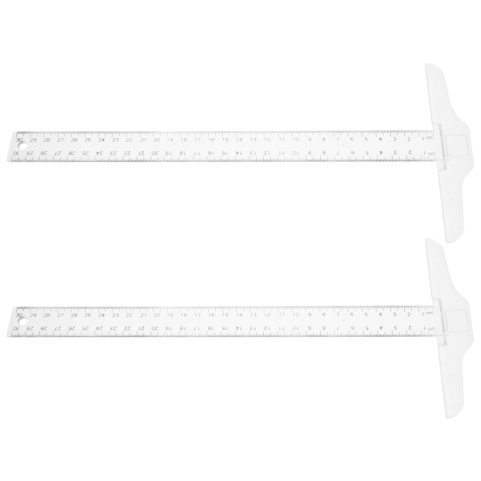 2Pcs Professional T Type Ruler Transparent Plastic Drafting Tool with Accurate Centimeter Scale Ideal for Art