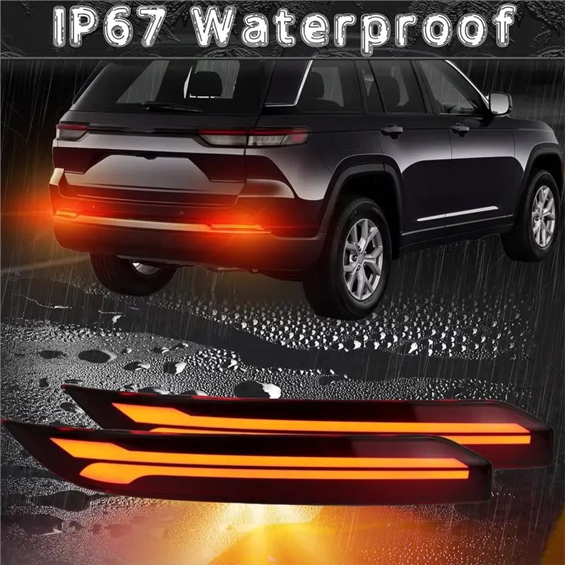 مصباح فرامل إشارة الانعطاف المتسلسل لسيارة جيب جراند شيروكي 2022-2025 ملحقات عاكس المصد الخلفي #6