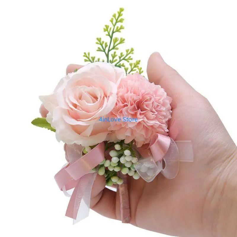 T4MD Handmade Bridal Groom Wedding Boutonniere Pin Artificial Rose Fake Ber