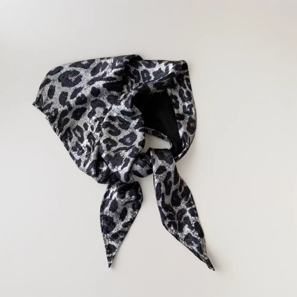 Y2K Triangular Headscarf Hip Hop Soft Wrap Leopard Print Hair Scarf Slender Scarf Hair Band Punk Bandana Streetwear