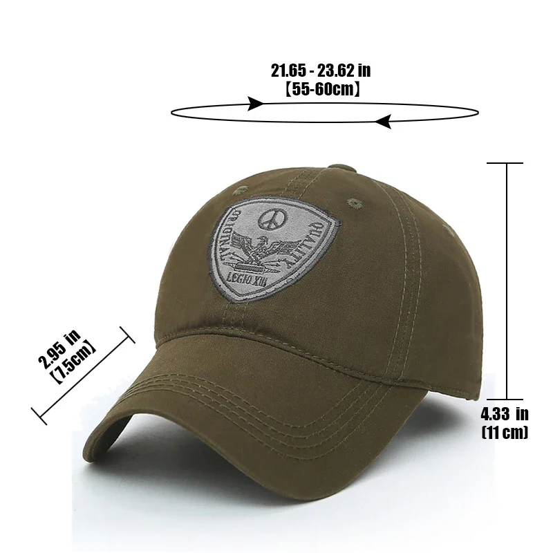 Fashion Classic Soft Top Embroidery Patch Washable Military Cadet Adjustable Hat Unisex Cotton Outdoor Sport Casual Baseball Cap