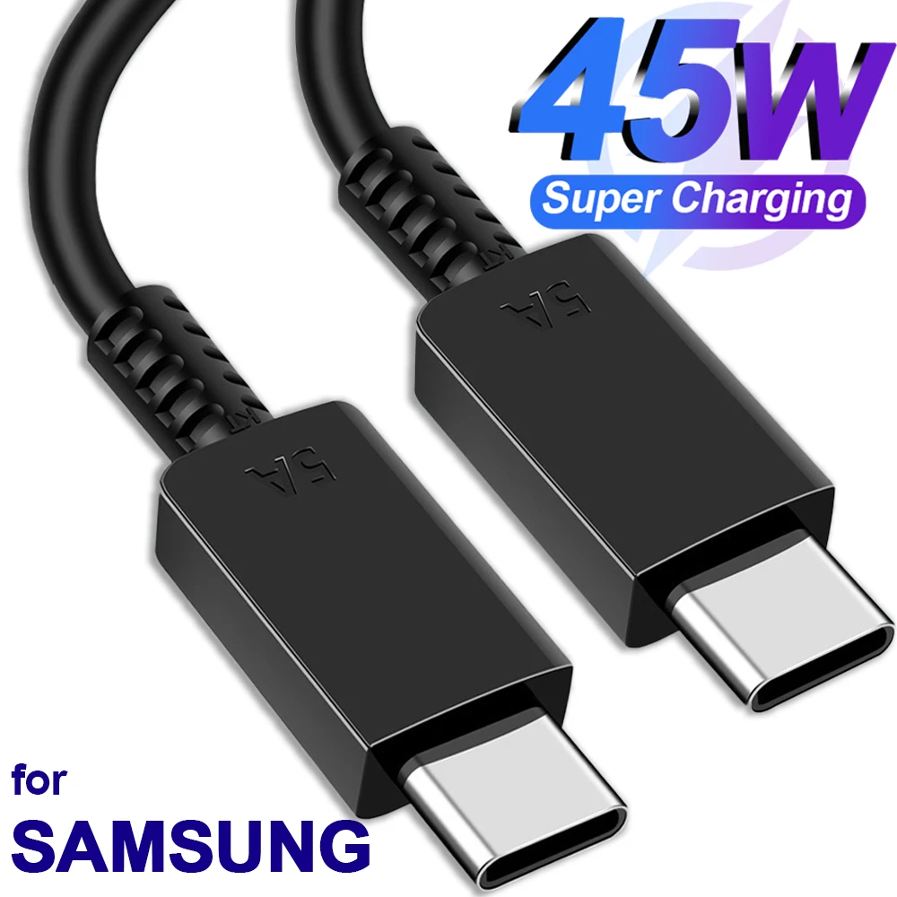 45W USB C To Type C Quick Charging Cable Suitable for Samsung Dual Type-C High-speed Data Line for Samsung S20 Note 20 Xiaomi