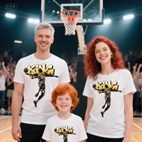 2025 Lakers Star King, Short-sleeved Little Emperor Basketball American-style Hip-hop Print Pure Cotton T-shirt for Family Wear