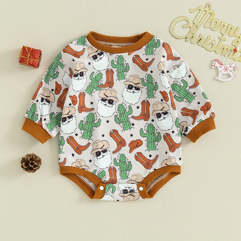 Adorable Baby Girls Christmas Print Long Sleeve Romper Jumpsuit for Newborn Infant Toddler - Festive and Cute Outfit