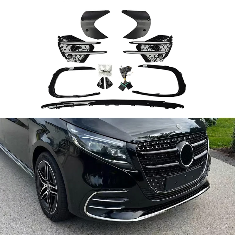 For 2024-2026 Benzz W448 Vito V300Illuminated front bumper trim, fog light bezels, front bumper grille trim modification parts.