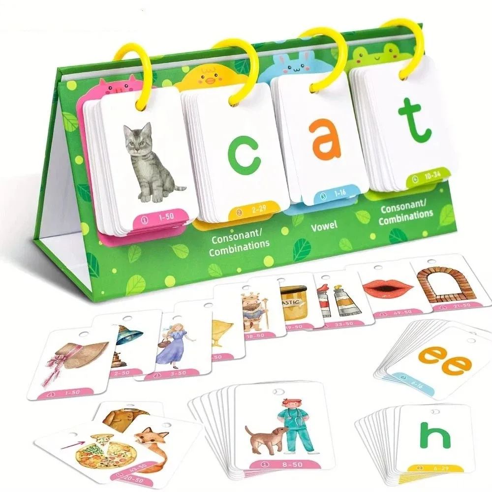 Juego de Reconocimiento de Imágenes y Palabras, 129 Piezas, Aprendizaje Fonético, Reconocimiento de Texto, Juego de Construcción de Palabras, Interacción Padres-Hijos