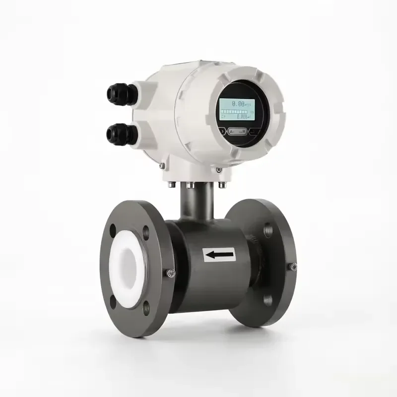 High Precision Bi Directional LCD Digital Electromagnetic Flowmeter for Fluid Water Aluminum Alloy Stainless Steel