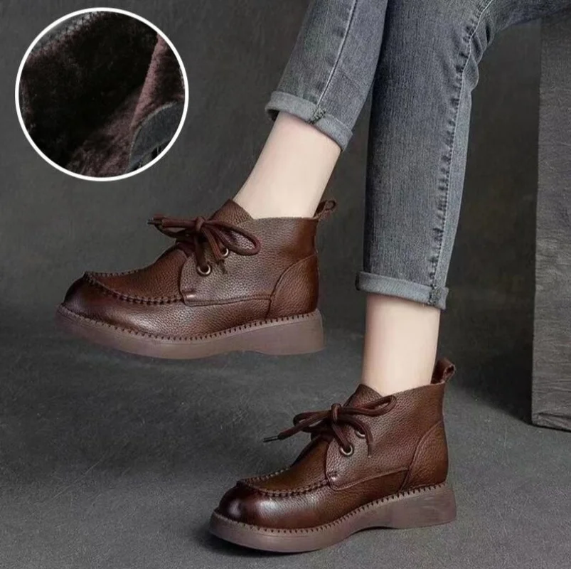 

Осенние женские ботинки, новинка 2022, повседневная обувь из натуральной кожи, дышащая модная непромокаемая обувь на плоской платформе, женские кроссовки