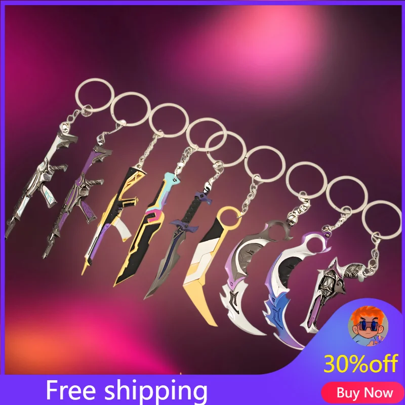 

Valorant Weapon Keychains Prime Collection Karambit Vandal Model Mini Firearms Knife Metal Game Peripheral Sword Keychains Toys