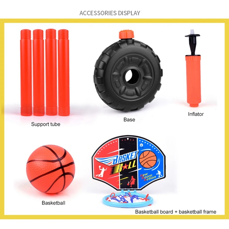 Children Basketball Playing Set Outdoor Sport Adjustable Stand Basket Holder Hoop Goal Game Mini Indoor Boy Kids Basketball Tool