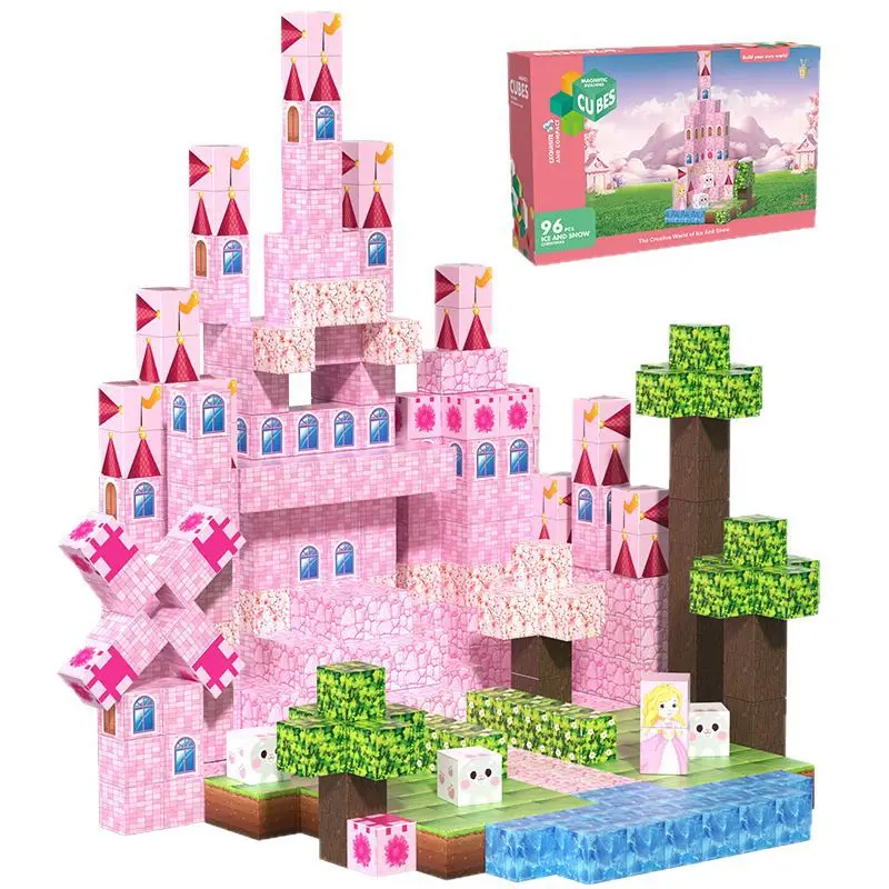 Ensemble de blocs magnétiques du monde du château de princesse, jeu de Puzzle pour fille de rêve, ensemble de Construction magnétique à monter soi-même, jouet cadeau d'anniversaire