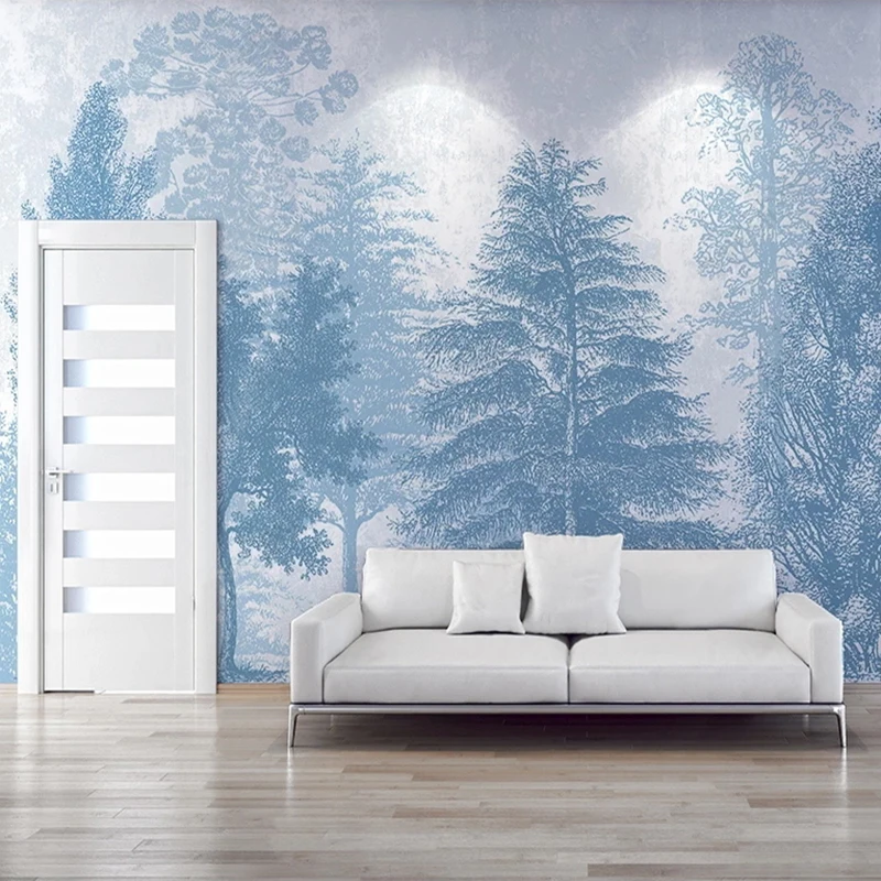 

Custom Large Size Wallpaper 3D Blue Forest Photo Mural Modern Living Room Bedroom Backdrop Home Decoration Fresco Wall Covering