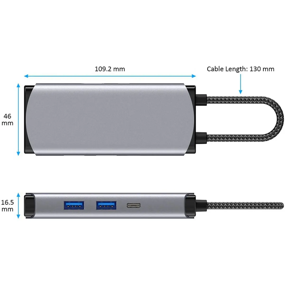 Type-C Expansion Dock to 4K -Compatible Gigabit Ethernet 10Gbps USB Splitter PD100 Fast Charging
