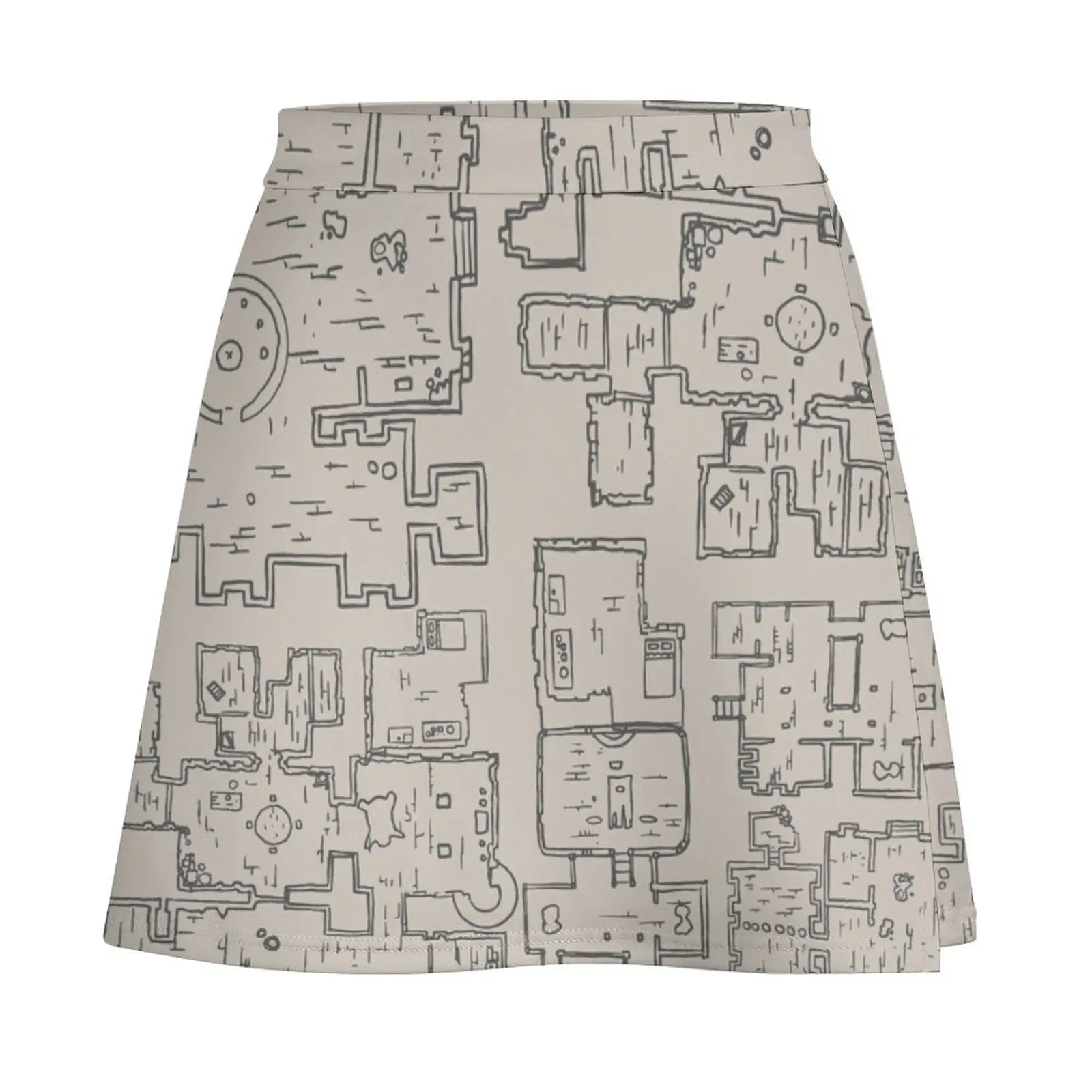 D&D Dungeon Map Mini Skirt japanese style elegant social women's skirts Mini Skirt