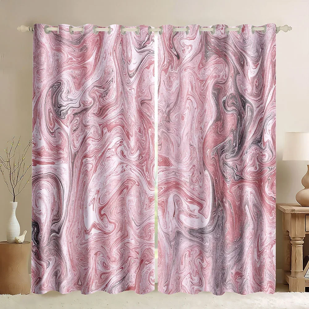 Marble Window Curtains Purple Pink Marbling Window Treatments Abstract Stone Texture Blackout Curtains for Boys Girls Room Decor