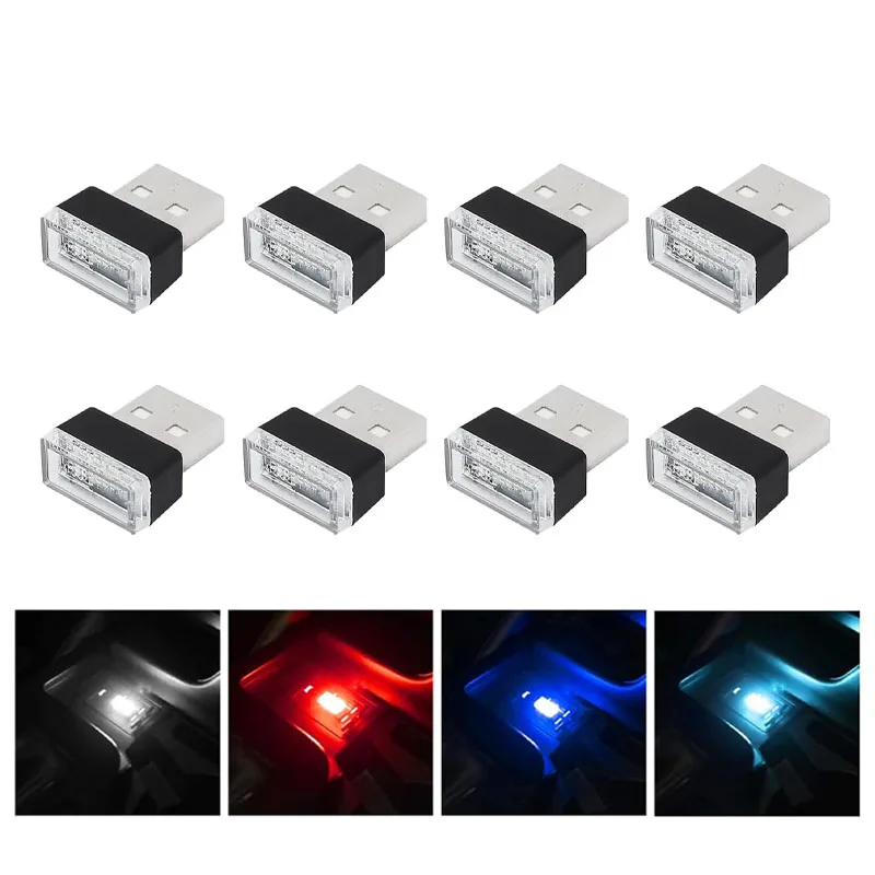 

1/2/4 шт. мини-USB светодиодный автомобильный светильник, автомобильный интерьер, Стайлинг, атмосфера, декоративные лампы, аварийное освещение, портативное окружающее освещение