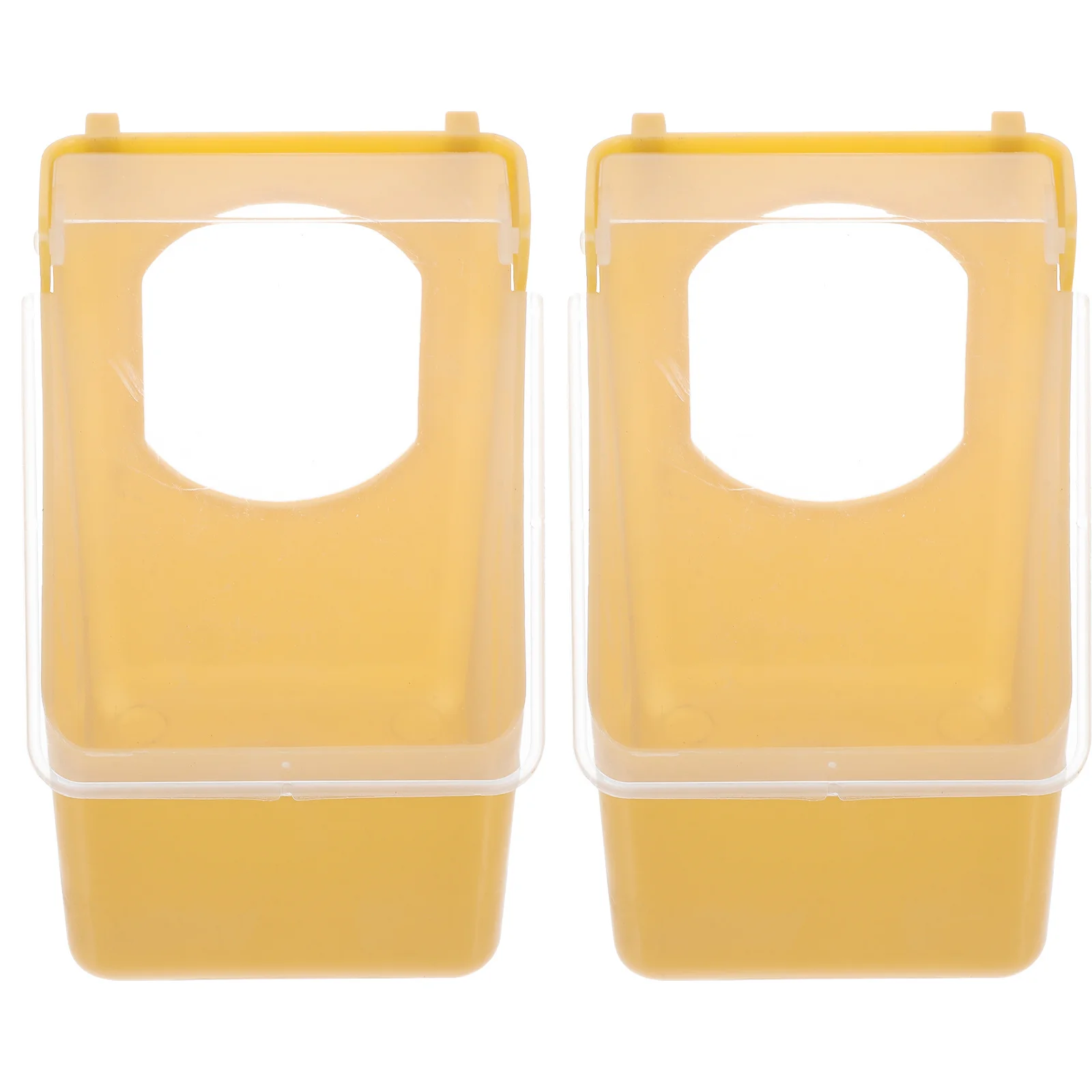 

2Pcs Pigeon Feeder Hanging Design with Lid for Cage Bird Food Storage Small Poultry Feeder Reusable Feeding Dispenser