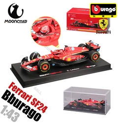 New Bburago 1:43 F1 Ferrari SF-24 Hardcover 16# Leclerc 55# Sainz Formula 1 Car Ferrari Die-cast Model Alloy Car Collection Toy