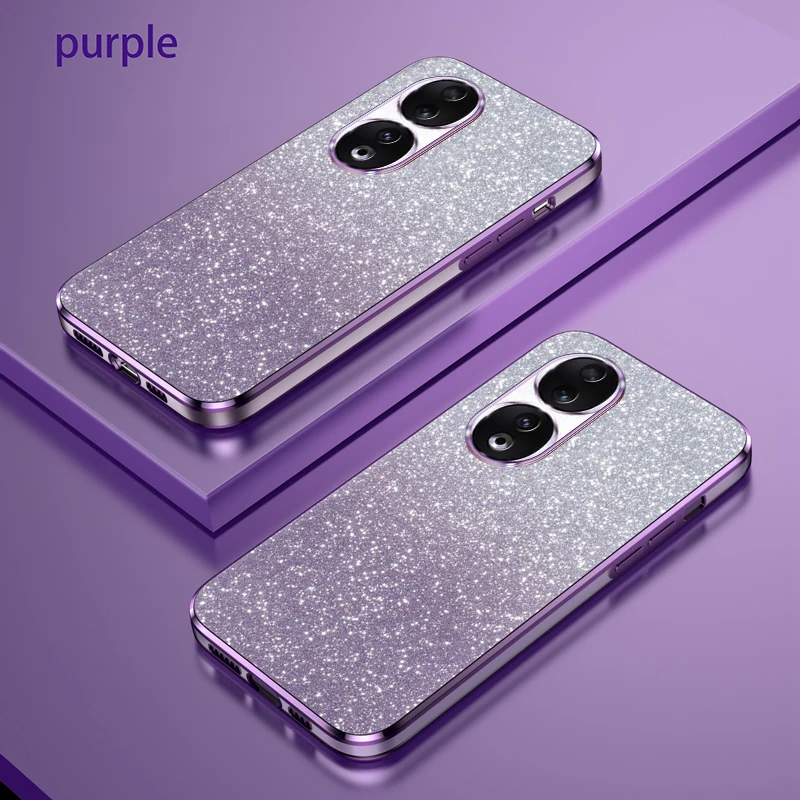 For Huawei Honor 90 Luxury Electroplated Glitter Case For Honor 90 Pro Shockproof Soft TPU Bumper Transparent Phone Back Cover