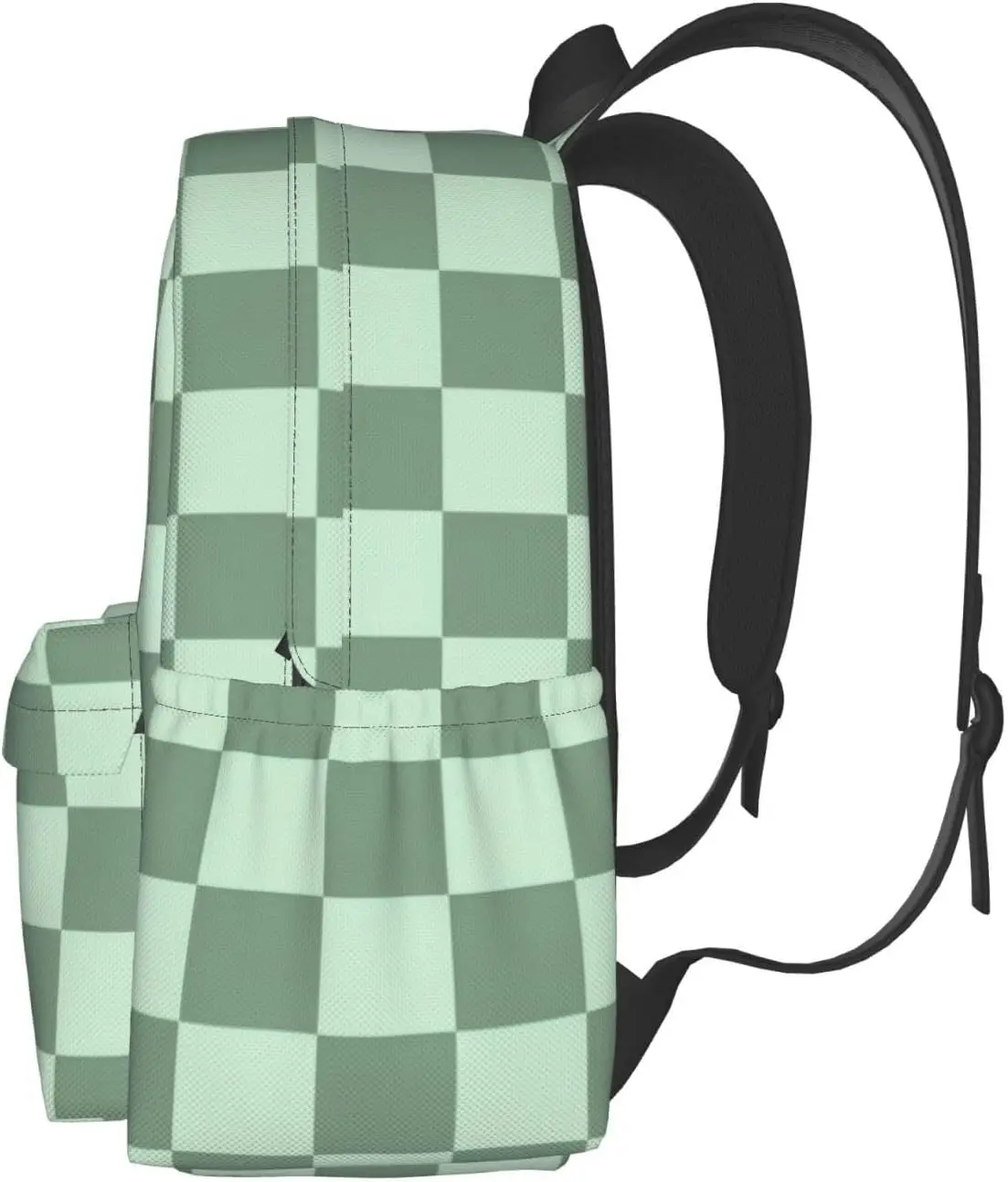 Checkered Green Laptop Backpack For Men Women, Lightweight Daypack Bookbag For Daily Commutes Business Travel Hiking