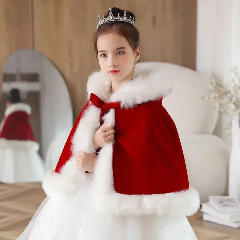 Red Cloak Baby Girl Christmas Cloak Deer Winter Infant Toddler Hooded Cape Cotton Child Jacket Xmas Party Costume Baby Clothes