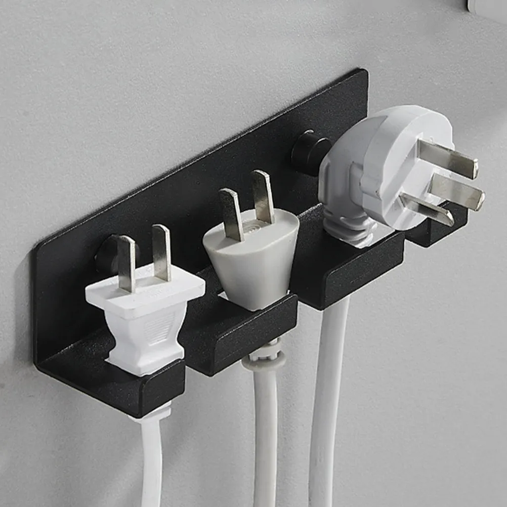 Aluminum Wall-Mounted Plug Holder Hook for Power Cords, Keys & Small Items – Kitchen, Bedroom, Office Decor