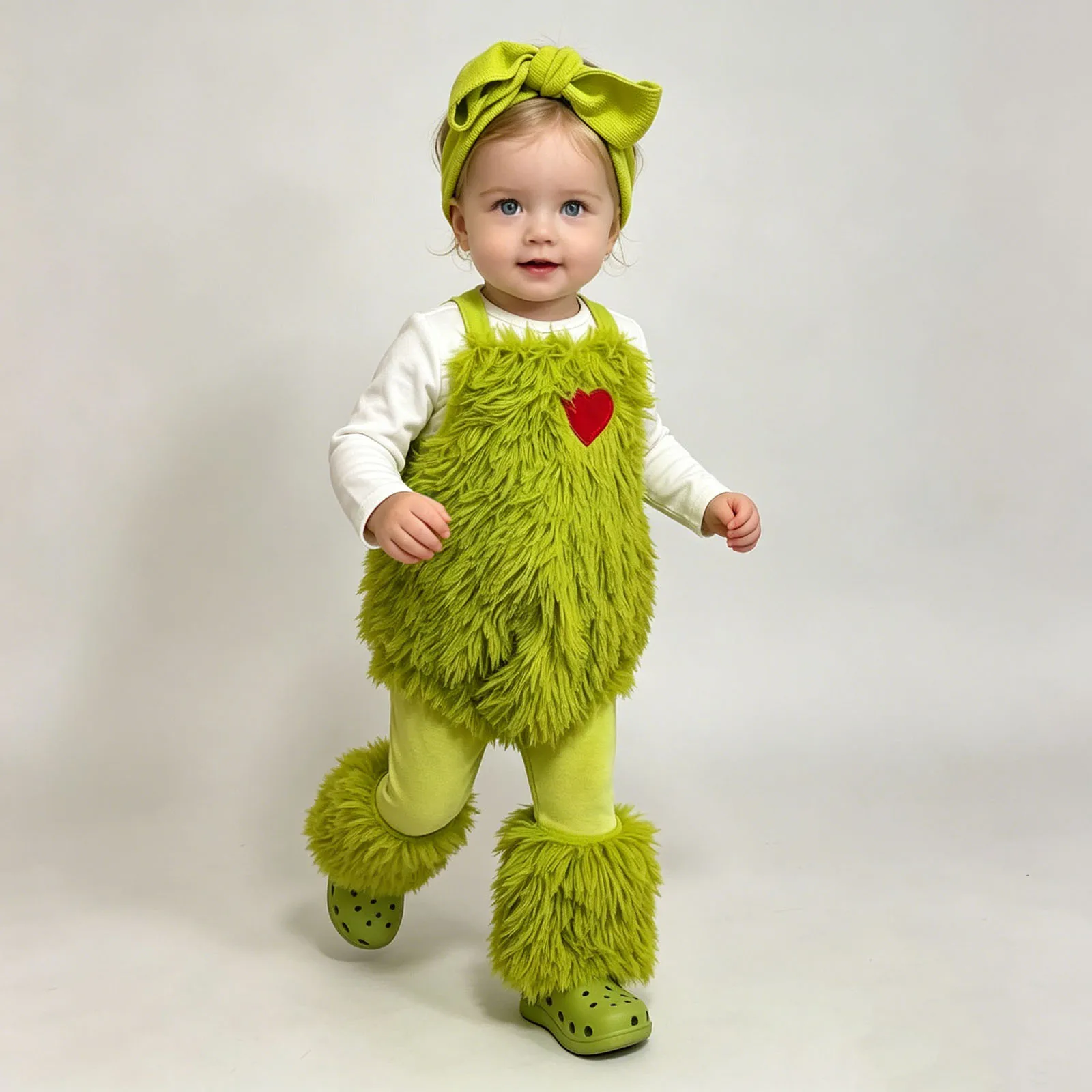 Toddler Baby Girl Christmas Costume Shaggy Romper Pants Headband 3 Pieces Set Halloween Clothes