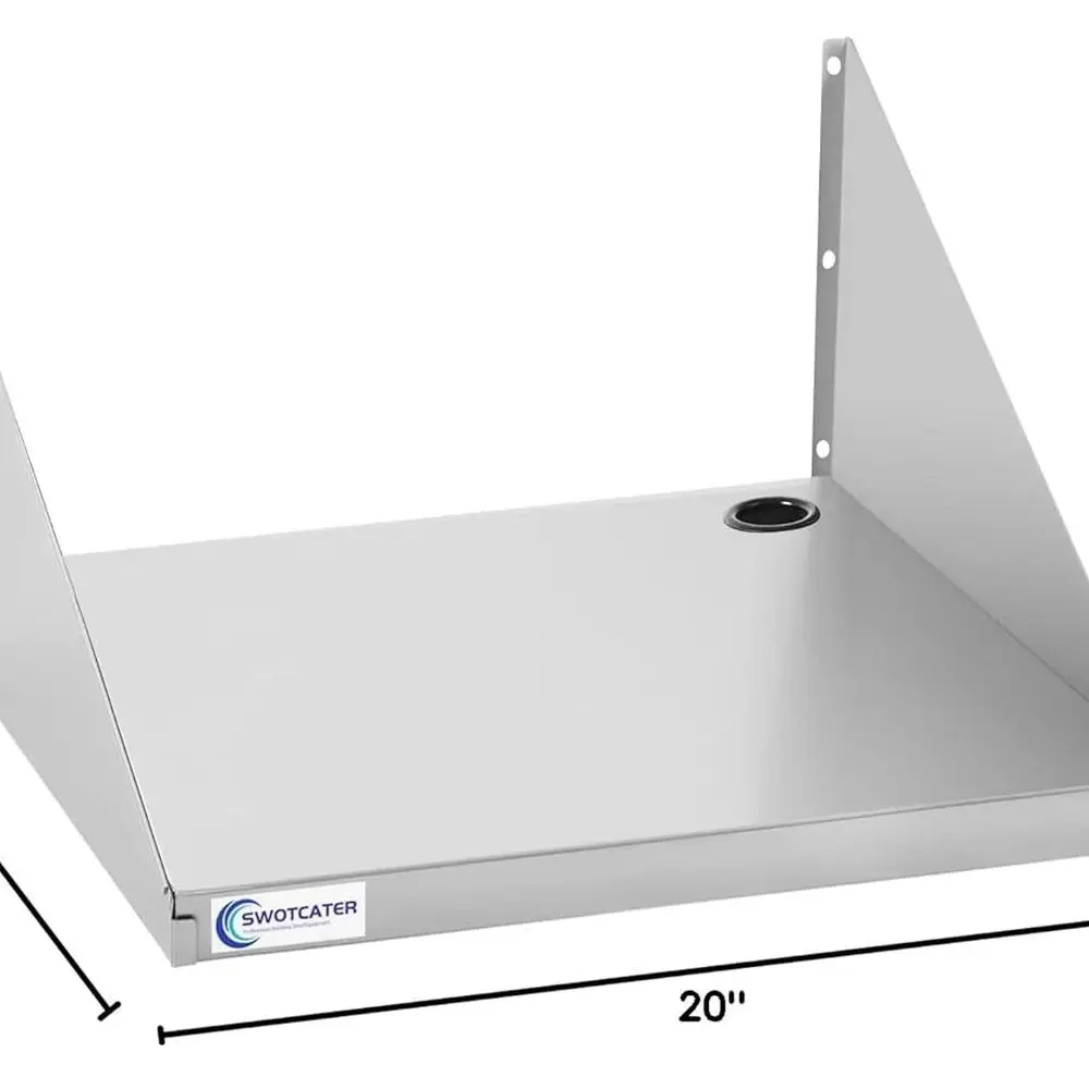Rak Dinding Stainless Steel 15x20 Inci untuk Microwave Berat, Ideal untuk Dapur, Restoran, dan Hotel