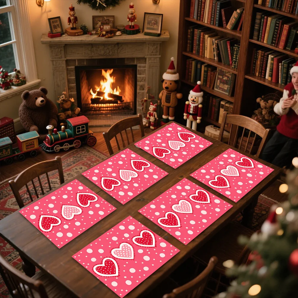 Christmas Placemats Set of 4 Red Green Holiday Table Mats for Xmas Dinner Party Decorations Festive Tableware