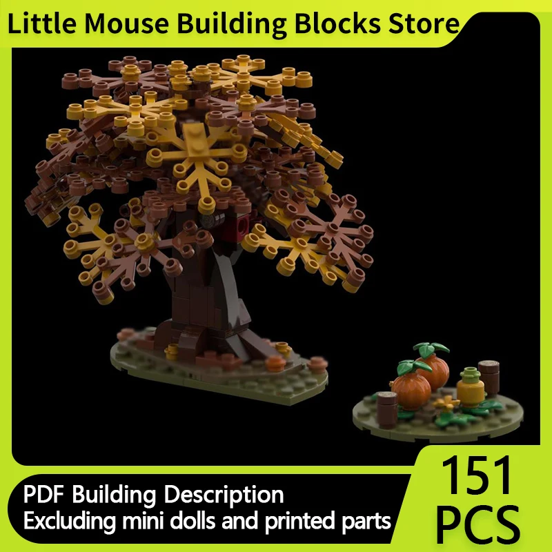 

Модель City Street View MOC, строительные кирпичи, Хэллоуин, тыква и дерево, модульная технология, подарок, праздник, сборка, детский игрушечный костюм