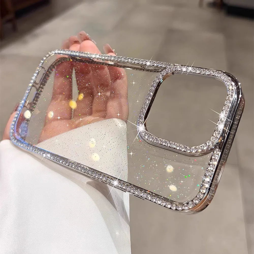Funda de teléfono transparente con purpurina ostentosa para iPhone 17 Pro Max, Funda suave de silicona a prueba de golpes para iPhone 13 15 14 16 Pro Max 17 Air
