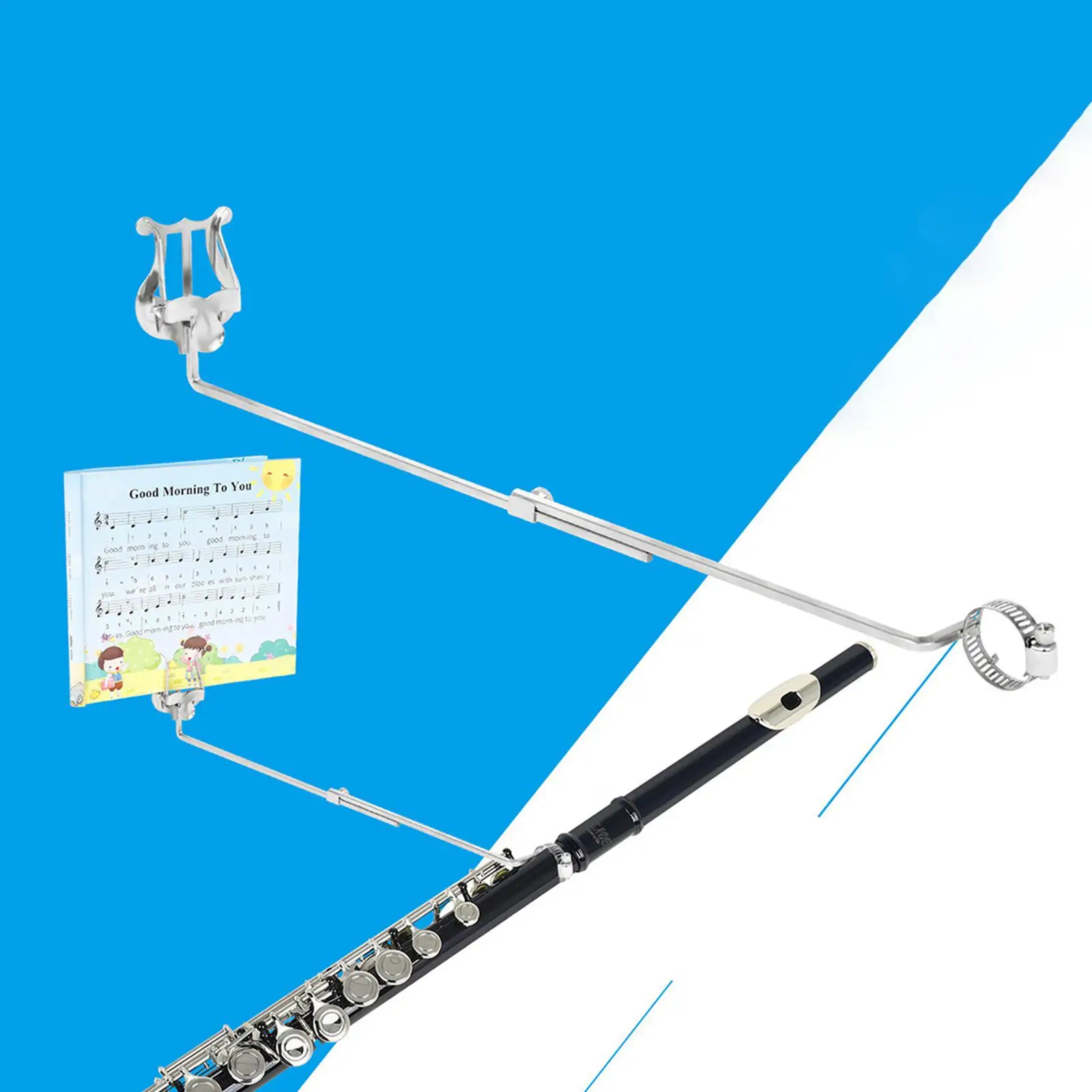 Clamp on Stand Sheet Music Clip Iron Portable Lyre Holder for Trumpet Clarinet Trombone Band Performance