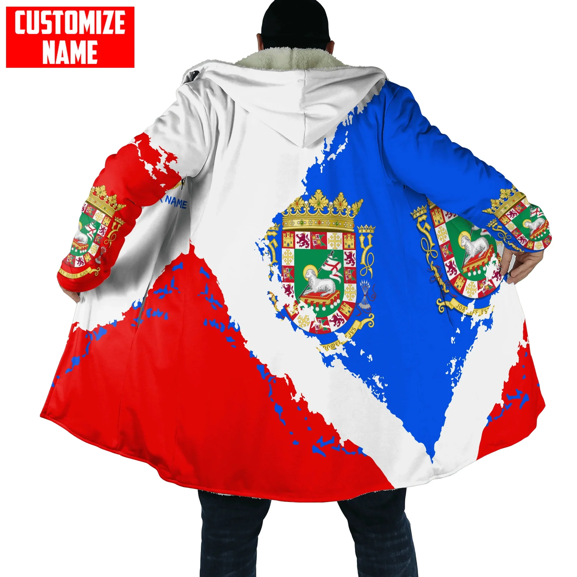 PLstar Cosmos Anpassen Name Puerto Rico 3D Alle Über Gedruckt Hoodie Mantel Unisex Winter Fleece Wind Breaker Warme Mantel DMT-02