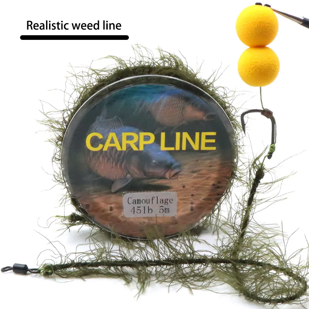 5m Carp Fishing Line Imitation Weed Line Method Feeder Lure Fish Hooklink Seagrass Thread For Carp Rig Making Accessories Tackle