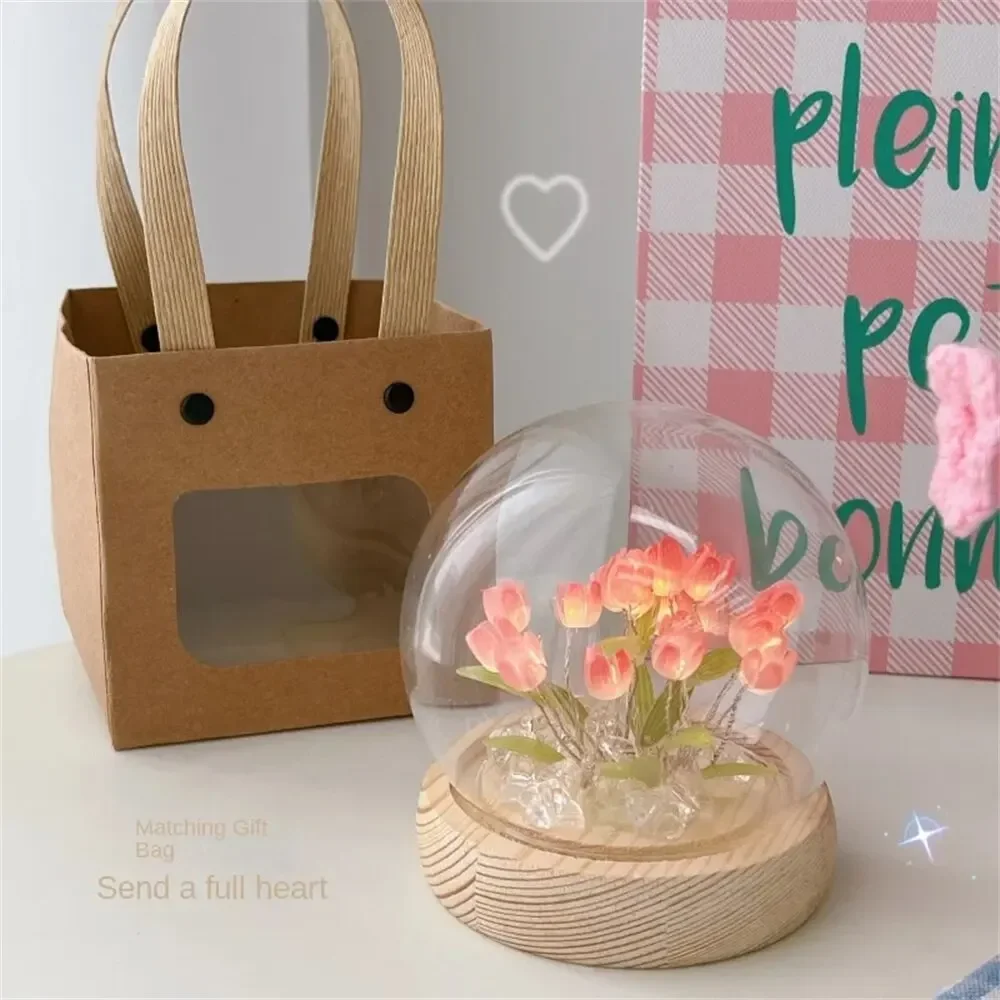 Künstliche Tulpe Nachtlicht mit transparenter Abdeckung, handgefertigte DIY Nachttischlampe, LED-Nachtlicht, Heimdekoration, Atmosphärenlicht – Detail 11