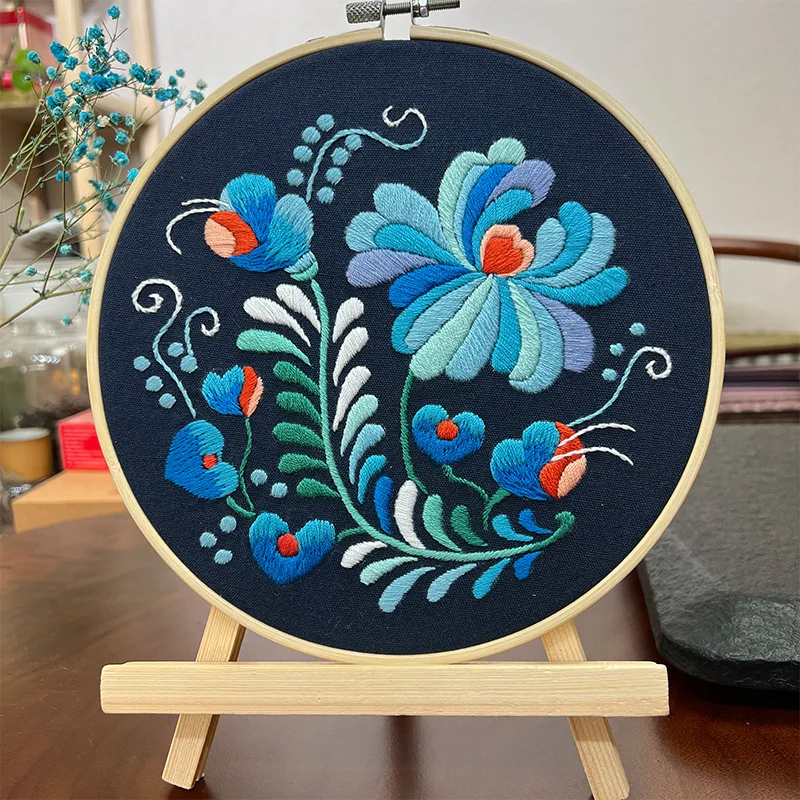 Cachpib Kit De Broderie Débutants Point De Croix Floral Lettres - Avec Cerceau Et Instructions