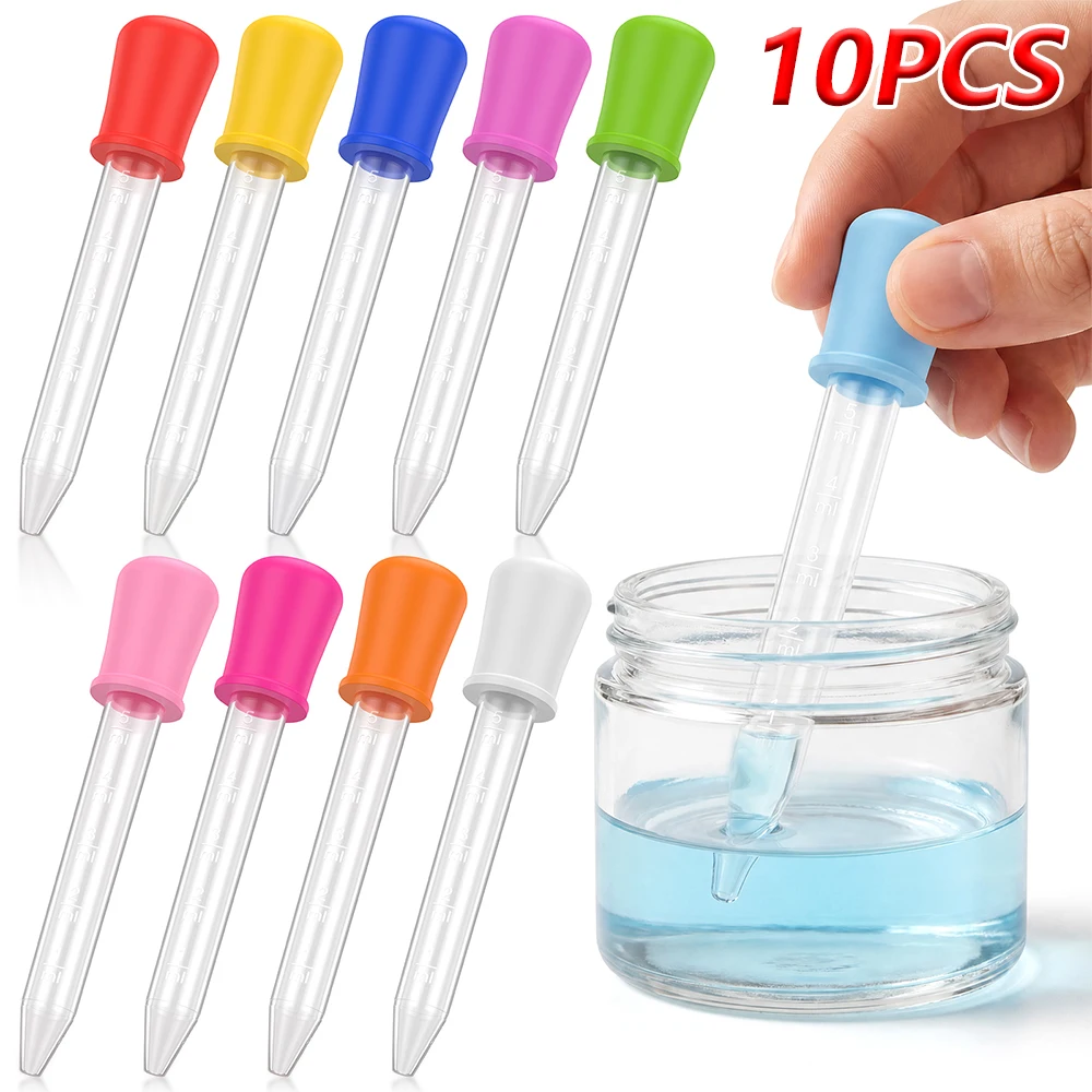 10Pcs 5ml Silicone Plastic Pipette Liquid Pipette Dropper with Bulb Tip Medicine Feeder Dropper School Lab Experiment Supplies