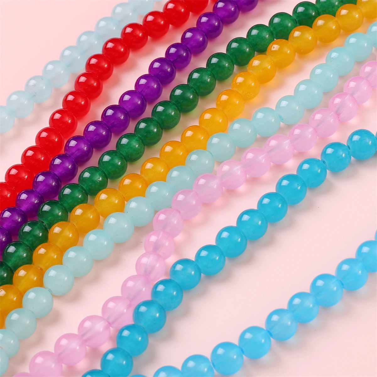 6mm 8mm Round Opaque Glass Loose Spacer Beads Jewelry DIY Making Bracelet  Necklace Earring Craft Bulk Lot Wholesale 50Pcs