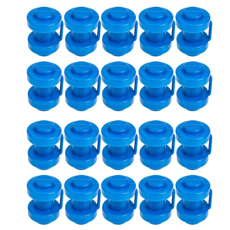 Trampolim Tubo De Aço Tampa Superior, Caixa De Plástico, Pólo Chapéus Cobre, Substituir Polos Peças, PP Caps Enclosure, Azul Criança, 20 Pcs