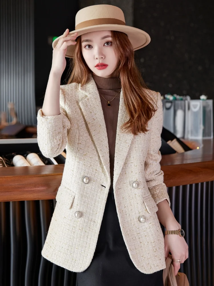 

Elegant Style Women's Jacket Spring Autumn Slim Fit Suit Top High Quality Fashionable Short Size Business Lady