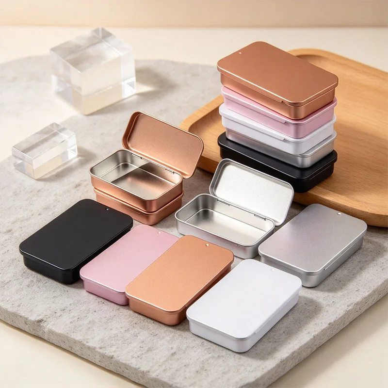 20/30/50Pcs Empty Mini Metal Rectangular Candy Pill Tin Box With Cover Jewelry Push Cases Bins Jar Organizer Storage Containers