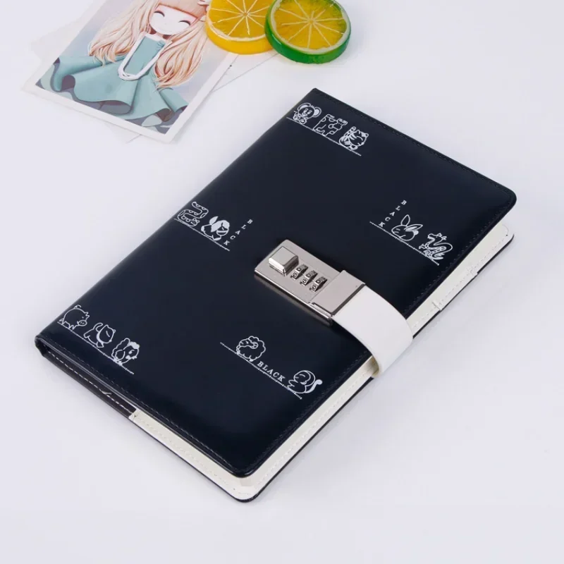 Lock Diary Faux Leather PU Password Book Business Notepad Constellation Notebook Pupil Cute Cartoon Writing Pads Stationery