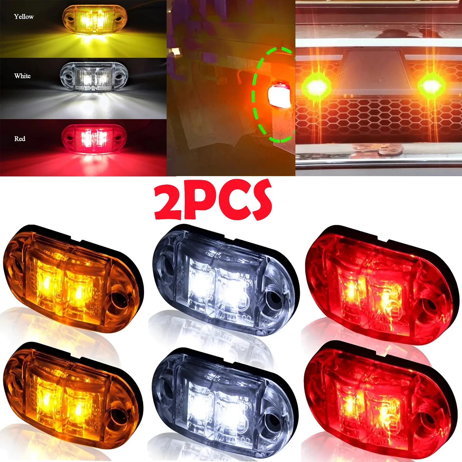 

2 PCs 12v 24v Led Side Marker Warning Lights High Quality Trailer Trucks Caravan Side Markers Lights Auto Accessories 3 colors