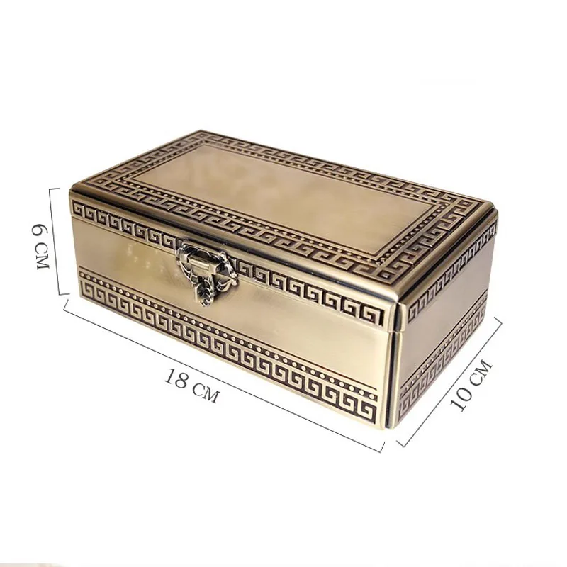 Classic Vintage Treasure Chest Case Metal Jewelry Box Ring Holder Necklace Earring Organizer Keepsake Box Wedding Birthday Gift